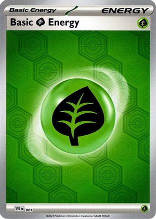 Image of Basic Grass Energy 001  - Reverse Holofoil SV Shrouded Fable - Common